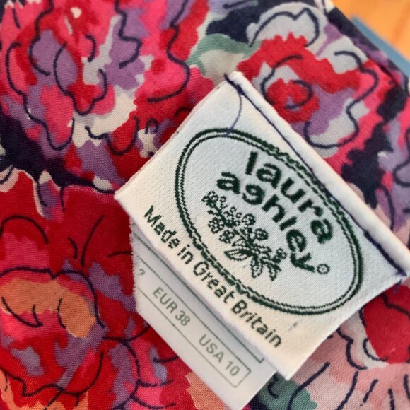 Vintage Laura Ashley scoop neck red floral dress US 10 - Picture 6 of 8